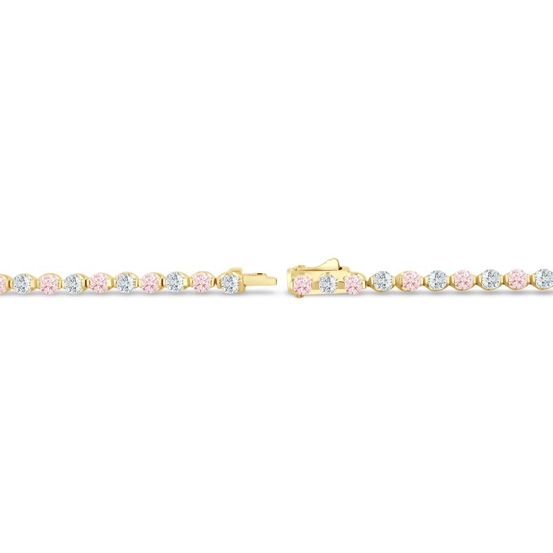 Lab Grown Diamond Pink and White Bracelet in 14K Yellow Gold &#40;5 ct. tw.&#41; – Image 2 of 2