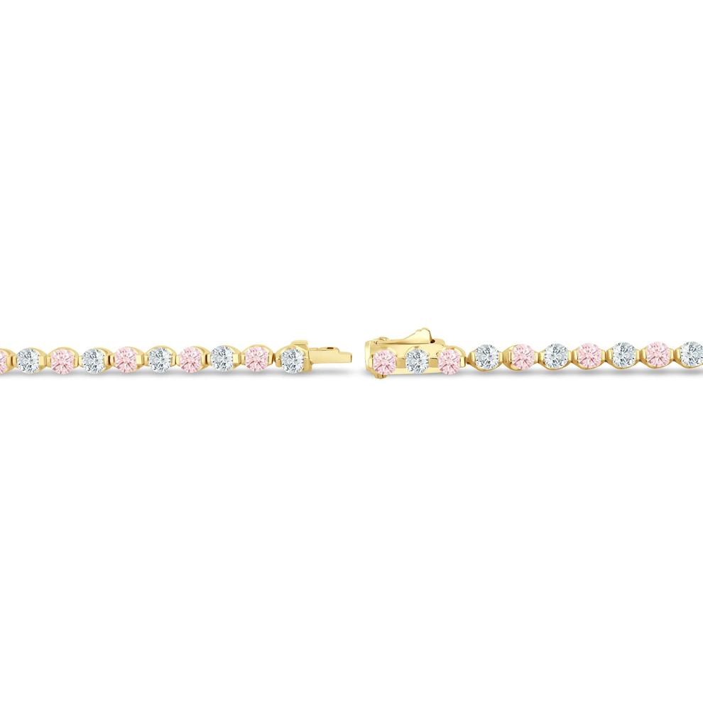 Lab Grown Diamond Pink and White Bracelet in 14K Yellow Gold (5 ct. tw.) – Image 2 of 2
