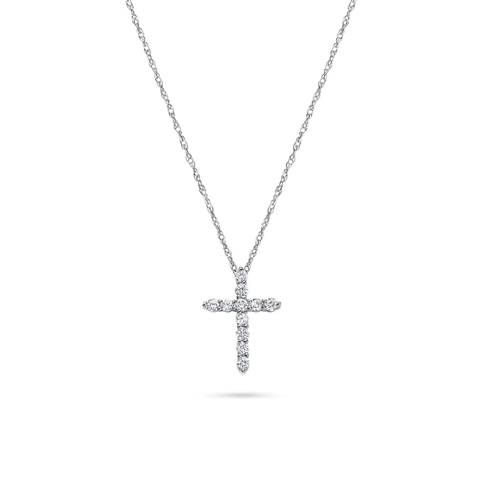 Diamond Cross Pendant in 14K White Gold (1/8 ct. tw.) – Image 2 of 2