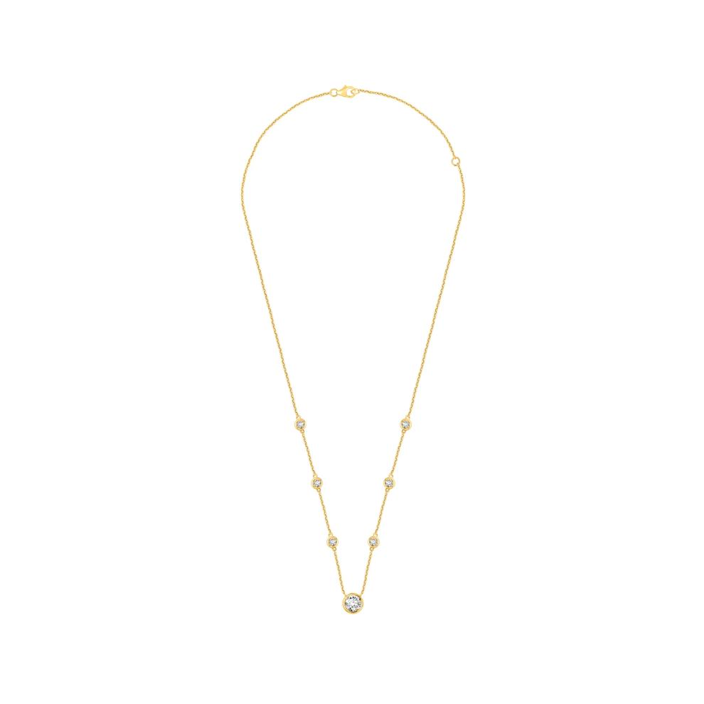 Lab Grown Diamond Round Center Station Necklace in 10K Yellow Gold (1 5/8 ct. tw.) – Image 2 of 3