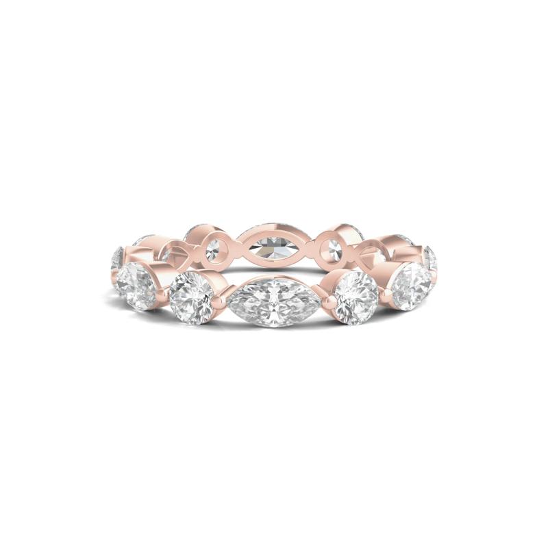Round and Marquise Lab Grown Diamond Eternity Band in 14k Rose Gold &#40;3 ct. tw.&#41; – Image 1 of 3