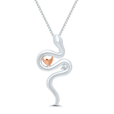 Diamond Snake Pendant in Sterling Silver