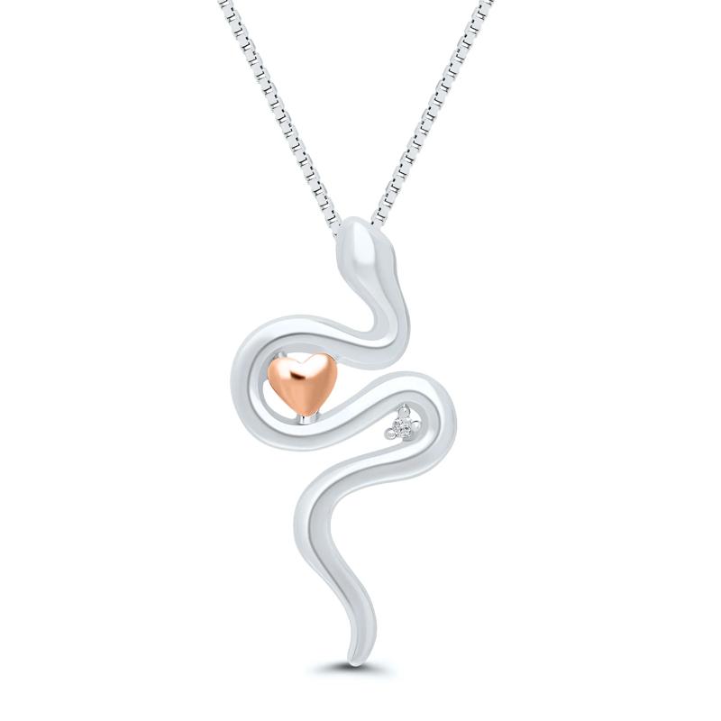 Diamond Snake Pendant in Sterling Silver – Image 1 of 4