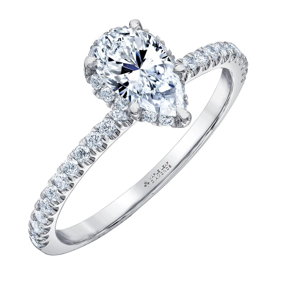 Pear-Shaped Diamond Halo Engagement Ring in 14K White Gold (1 ct. tw.) – Image 4 of 7