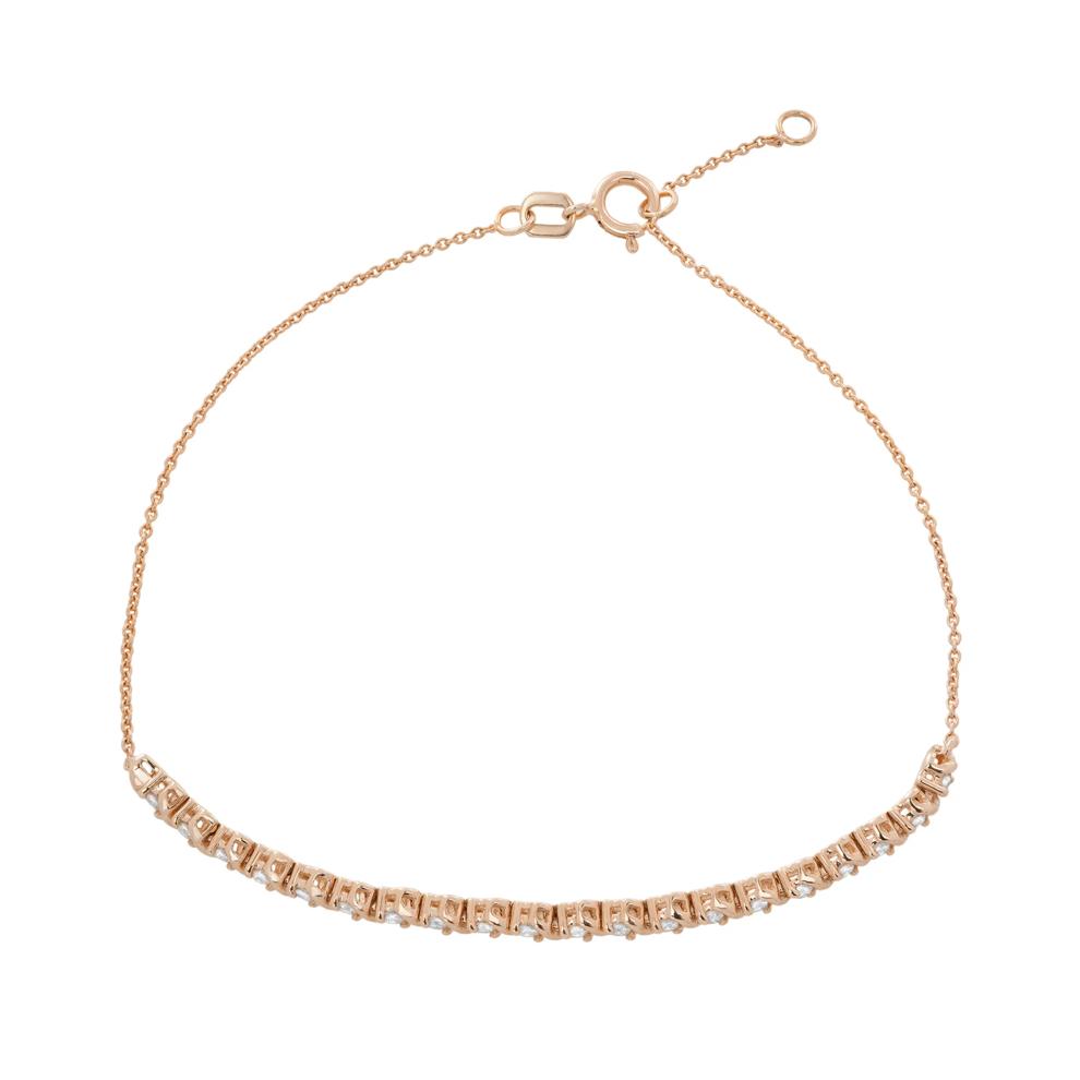 Diamond Adjustable Cable Chain Bracelet in 10K Rose Gold, 7.25" (1/4 ct. tw.) – Image 2 of 2