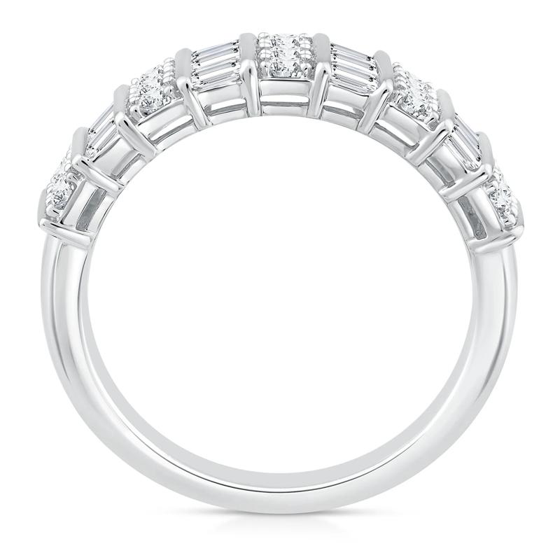 Round and Baguette Diamond Band in 14K White Gold &#40;1 ct. tw.&#41; – Image 2 of 3