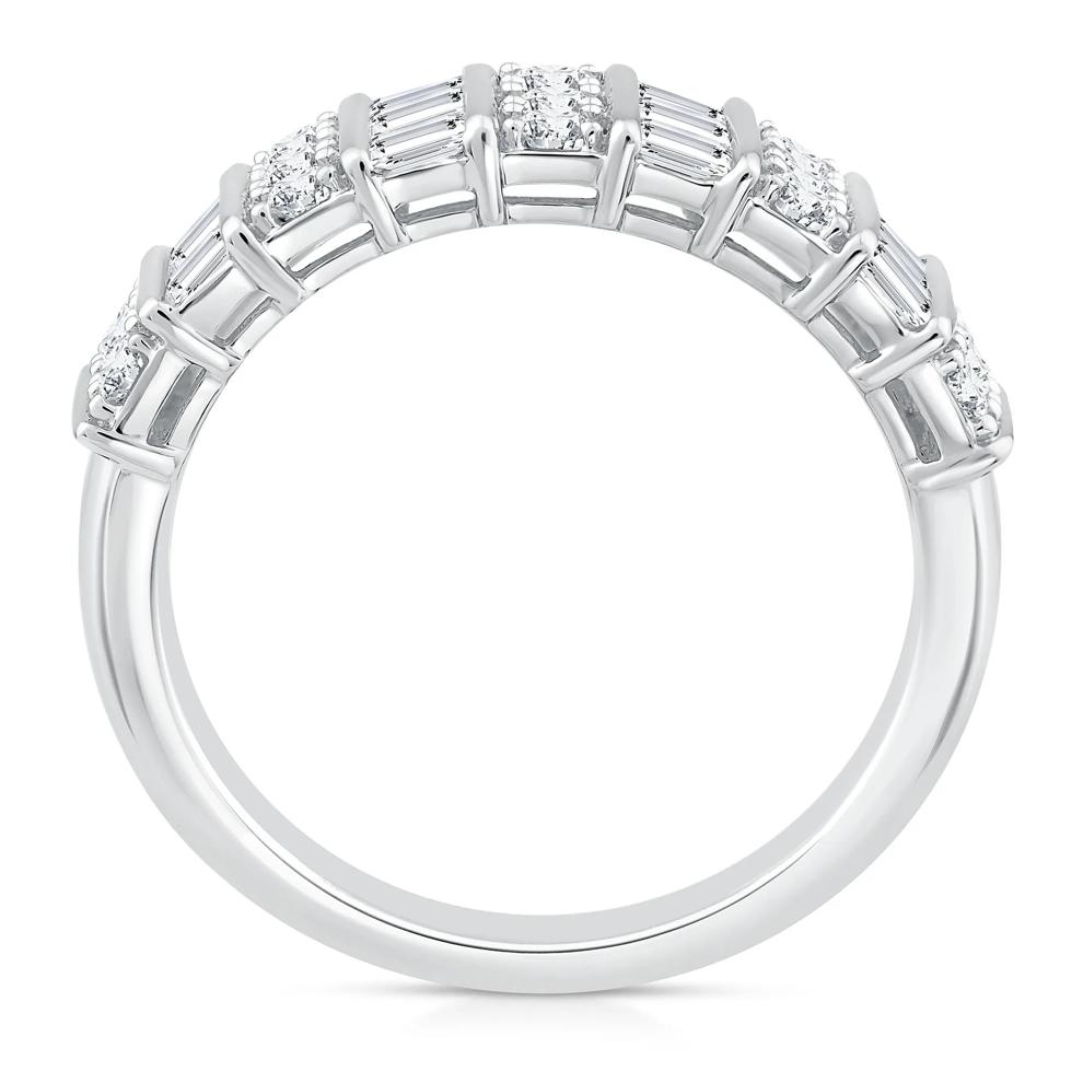 Round and Baguette Diamond Band in 14K White Gold (1 ct. tw.) – Image 2 of 3