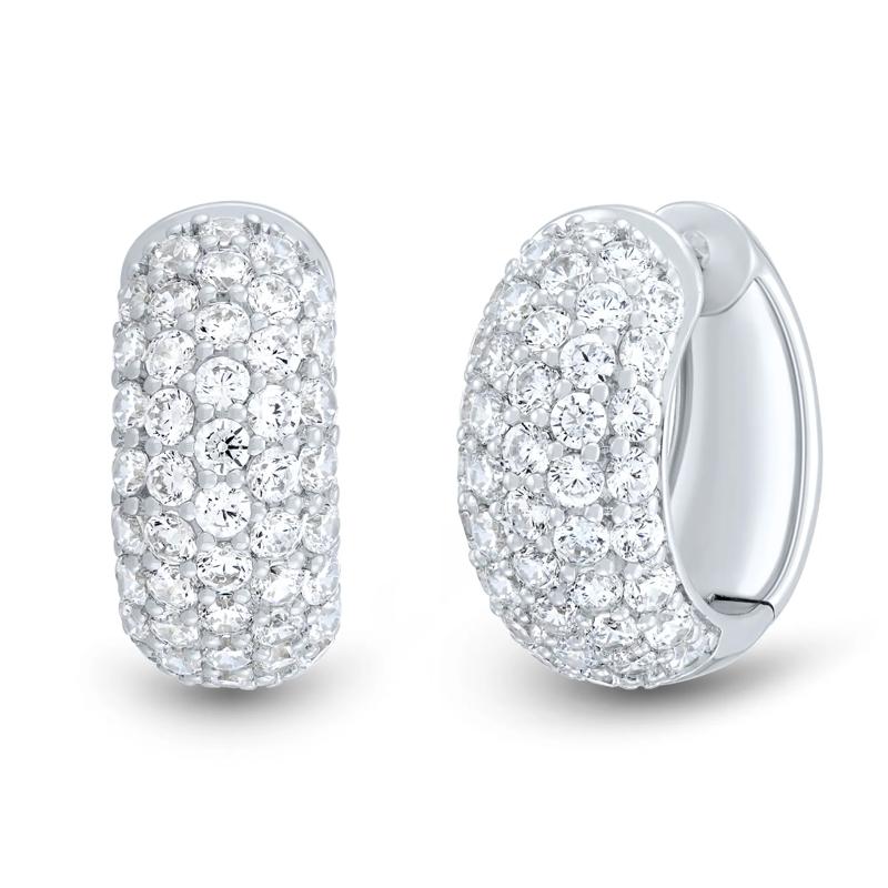 Lab Grown Diamond Pav&eacute; Hoop Earrings in 14K White Gold &#40;3 ct. tw.&#41; – Image 1 of 1