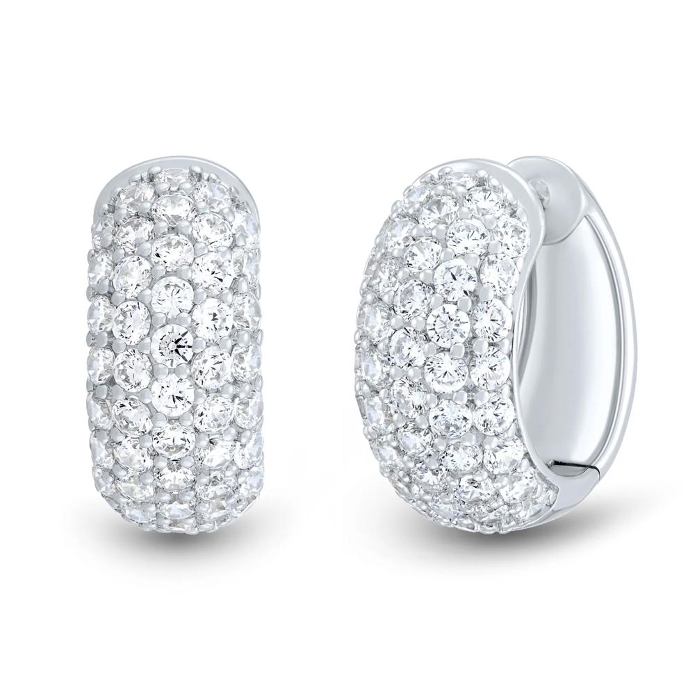 Lab Grown Diamond Pav&eacute; Hoop Earrings in 14K White Gold (3 ct. tw.) – Image 1 of 1