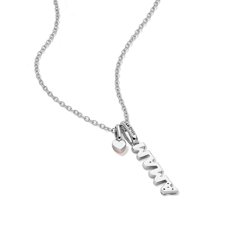 Lab Grown Diamond Accent Mama Pendant in Sterling Silver &amp; 10K Rose Gold – Image 5 of 5