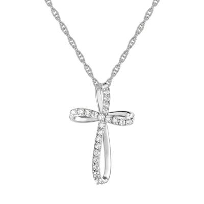 Loop Cross Pendant in 10K White Gold (1/10 ct. tw.)