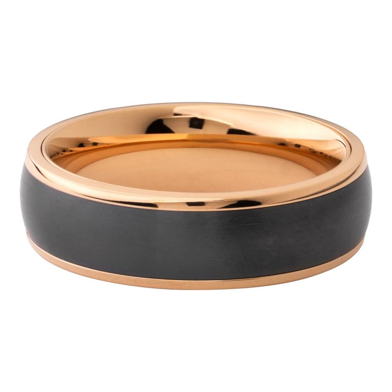  Men&rsquo;s Black Zirconium Wedding Band in 14K Rose Gold, 7MM  – Image 1 of 3