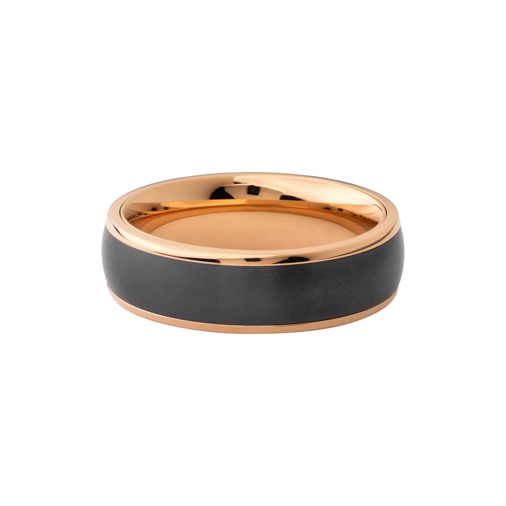  Men&rsquo;s Black Zirconium Wedding Band in 14K Rose Gold, 7MM  – Image 1 of 3