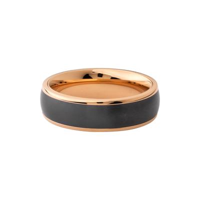 Men’s Black Zirconium Wedding Band in 14K Rose Gold, 7mm