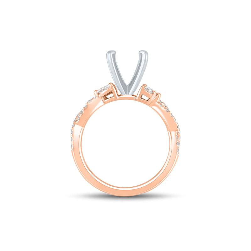 Lab Grown Diamond Marquise and Round Semi-Mount in 14K Rose &amp; White Gold &#40;3/8 ct. tw.&#41; &#40;Setting Only&#41; – Image 3 of 6