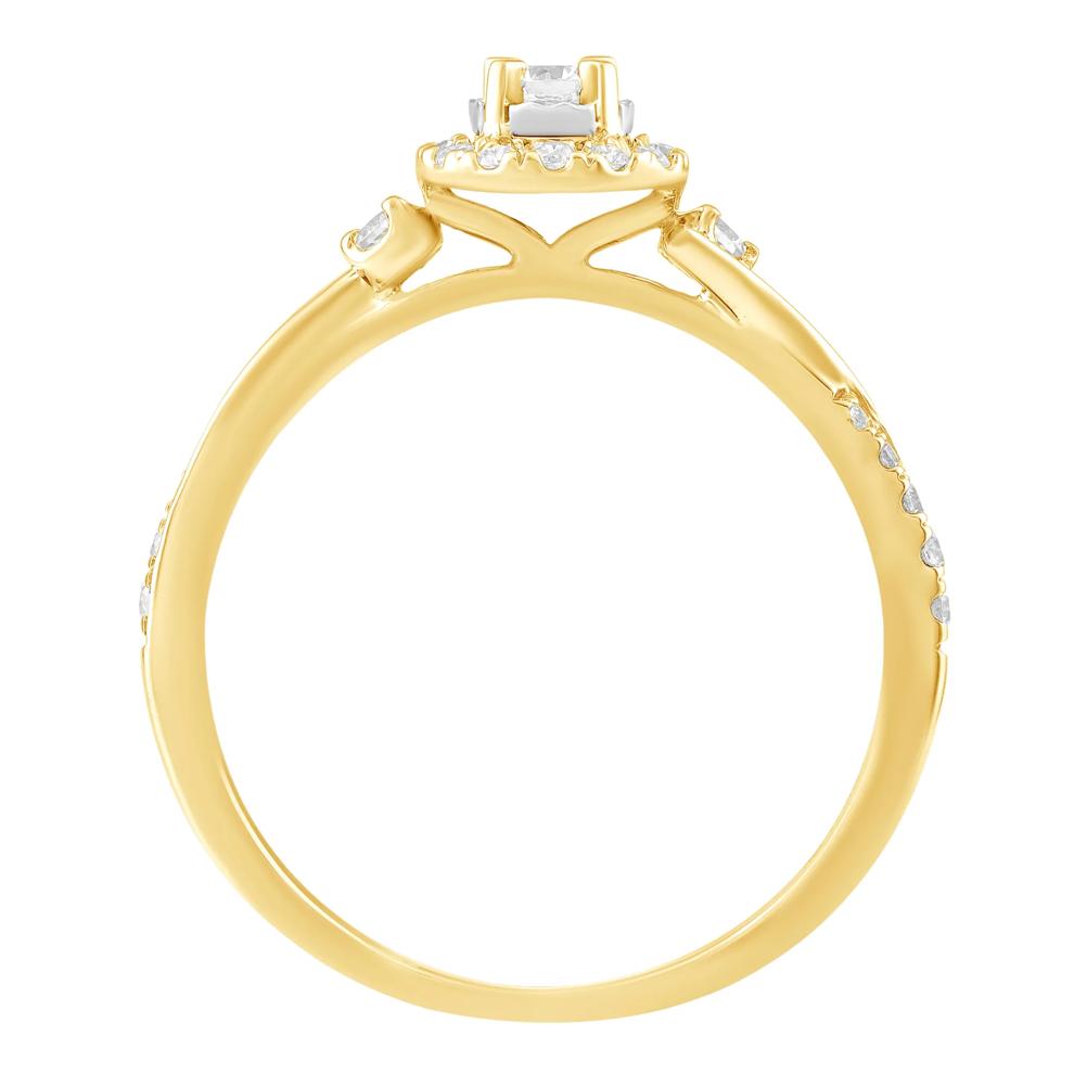 Round Diamond Halo Promise Ring in 10K Yellow Gold (1/4 ct. tw.) – Image 2 of 3