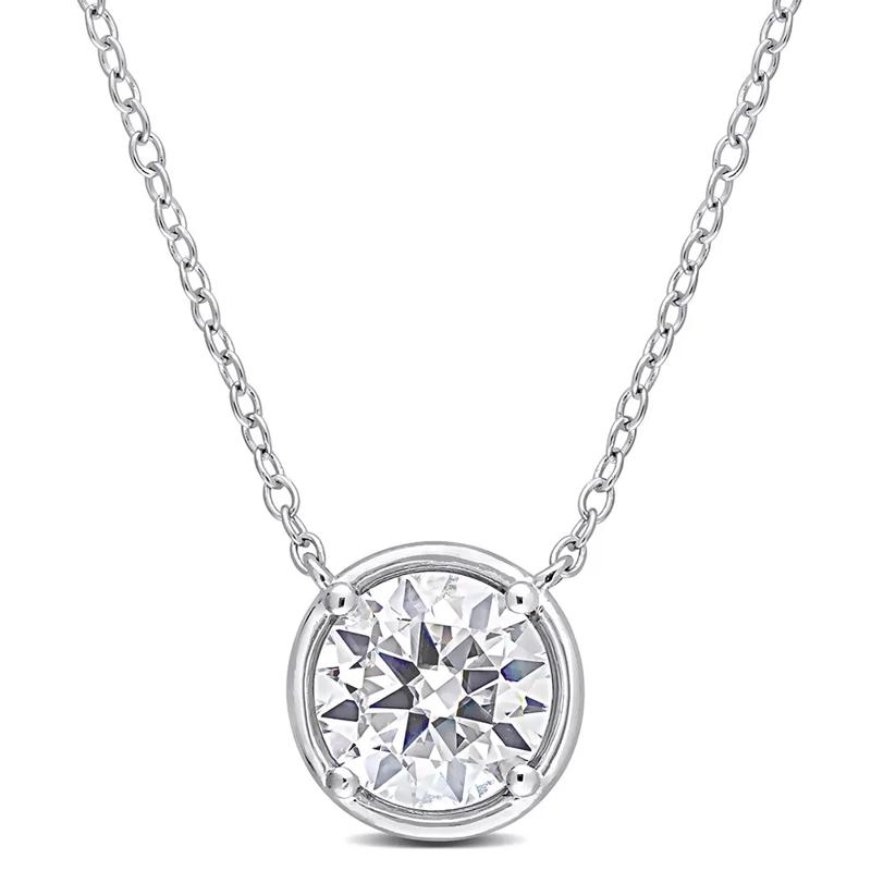 Round Moissanite Pendant in Sterling Silver &#40;1 4/5 ct. dew&#41; – Image 1 of 4