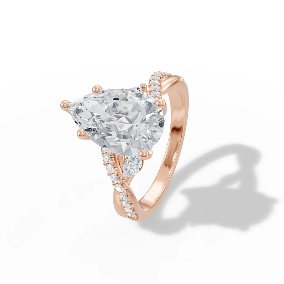 Lab Grown Diamond Pear Center Engagement Ring in 14K Rose Gold (3 1/3 ct. tw.) – Image 4 of 4