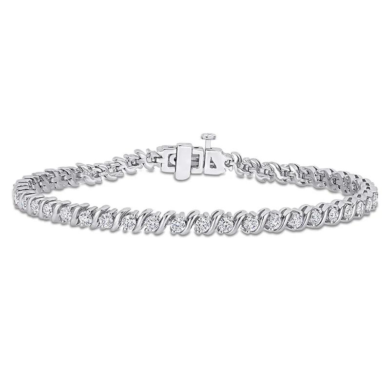 Moissanite Tennis Bracelet with &ldquo;S&rdquo; Links in Sterling Silver &#40;2 3/4 ct. dew&#41; – Image 1 of 4