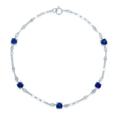 Lab-Created Gemstone Mirror Chain Link Station Bracelet in Sterling Silver, 7.5"