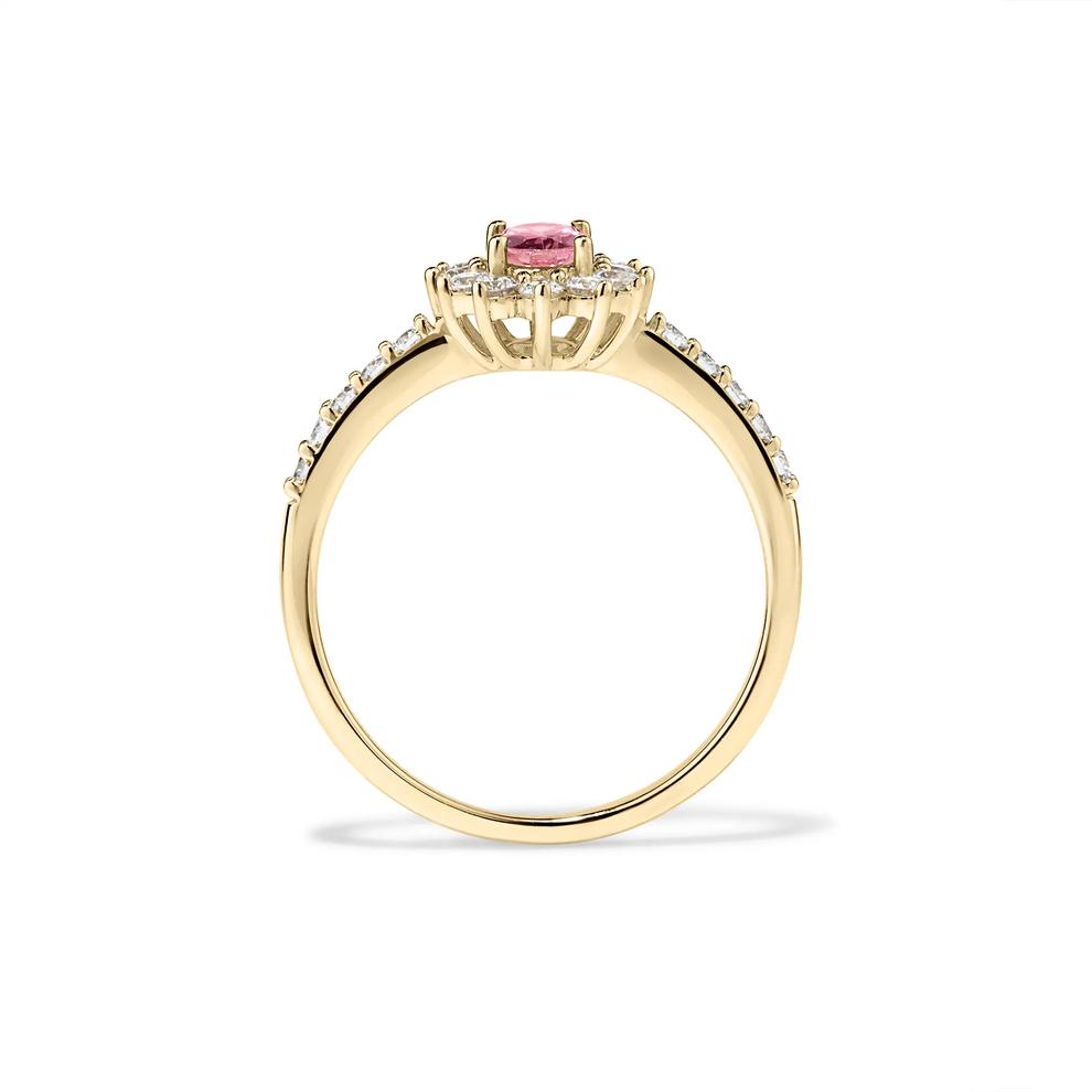 Pink Tourmaline &amp; Diamond Starburst Halo Ring in 10K Yellow Gold (3/8 ct. tw.) – Image 2 of 4