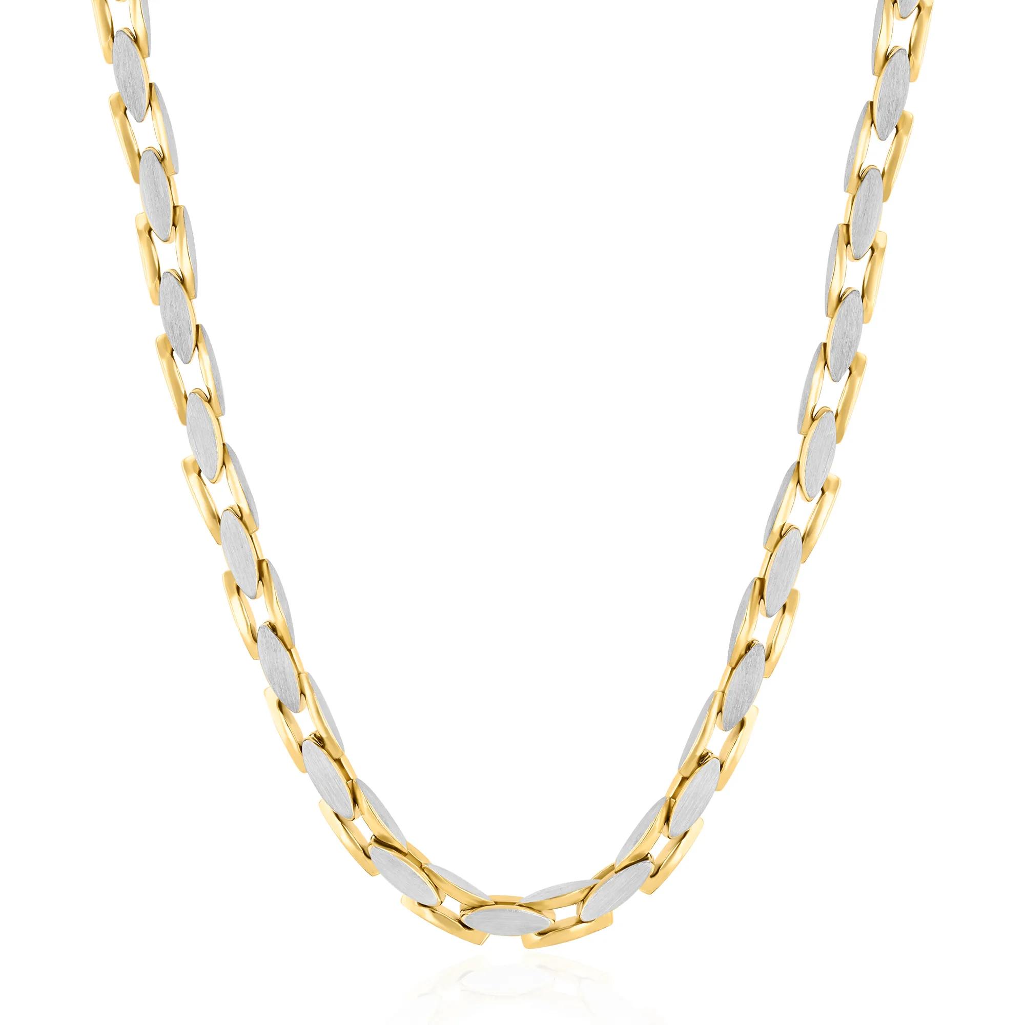 Anchor Link Chain Necklace in Two-Tone Yellow Ion-Plated Stainless