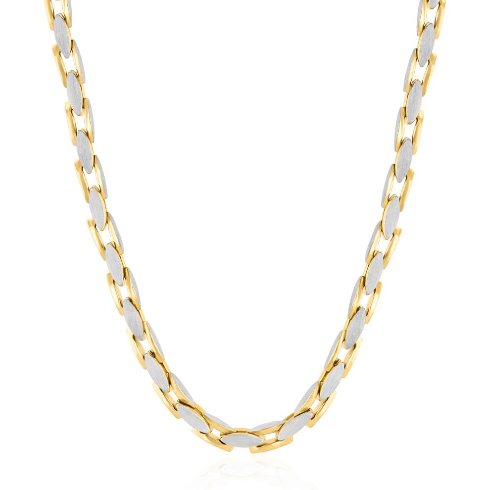 Anchor Link Chain Necklace in Two-Tone Yellow Ion-Plated Stainless Steel, 24" – Image 1 of 3