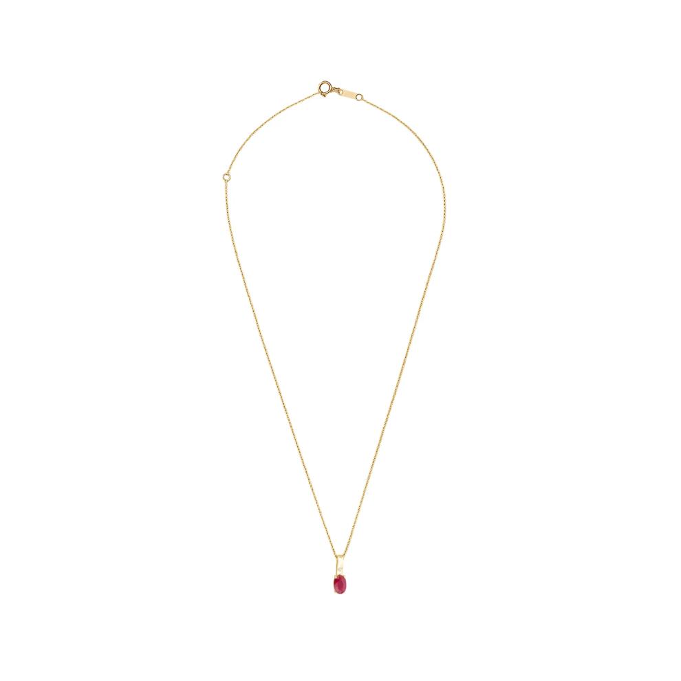 Ruby &amp; Diamond Accent Bar Drop Pendant Necklace in 10K Yellow Gold – Image 2 of 4