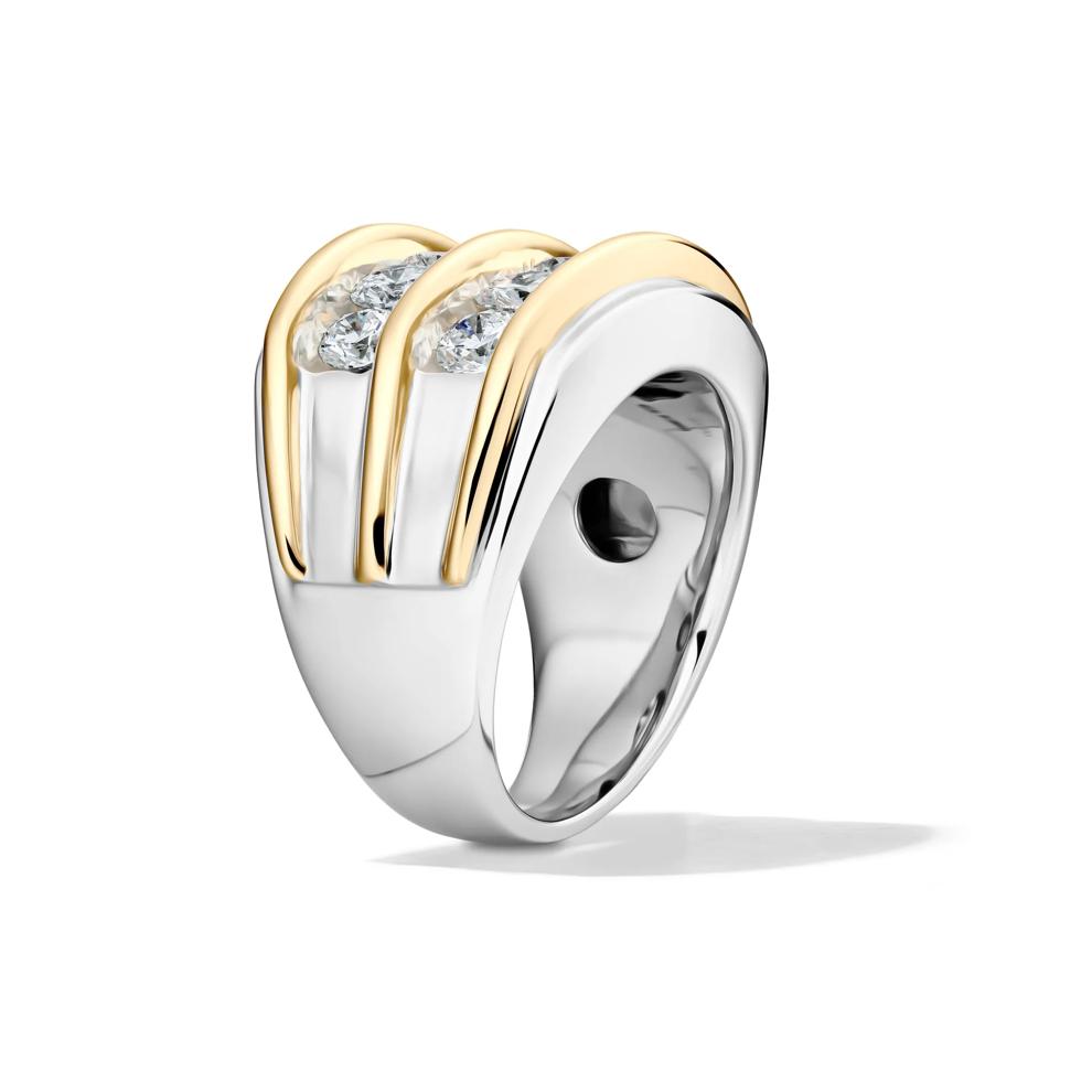 Men's Lab Grown Diamond Double-Row Ring in 14K White and Yellow Gold (3 ct. tw.) – Image 3 of 4