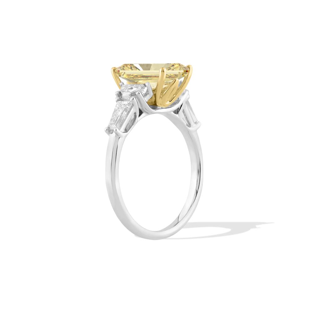 Lab Grown Diamond Yellow Radiant Center Engagement Ring in 14K White Gold (4 ct. tw.) – Image 3 of 4