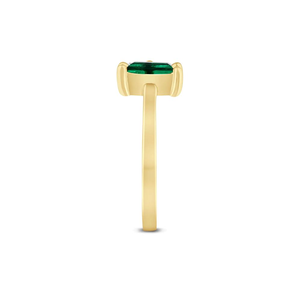 Lab-Created Emerald and Lab Grown Diamond Ring in 10K Yellow Gold (1/3 ct. tw.) – Image 3 of 3
