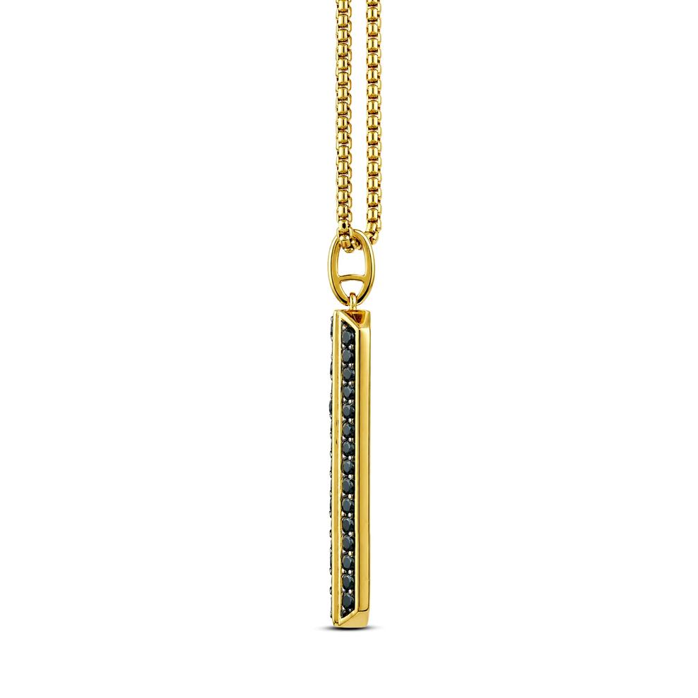 Men's Black Diamond Mined Pendant Necklace in 10K Yellow Gold (1 ct. tw.) – Image 2 of 3