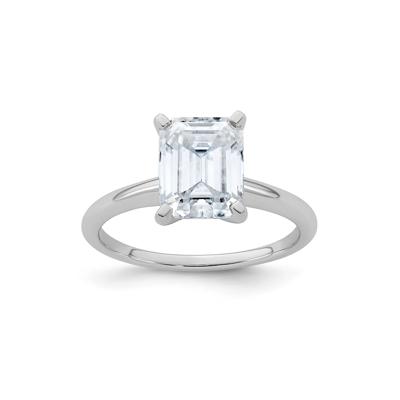 Lab-Created Moissanite Emerald-Cut Solitaire Engagement Ring in 10K White Gold (2 1/2 ct. dew)