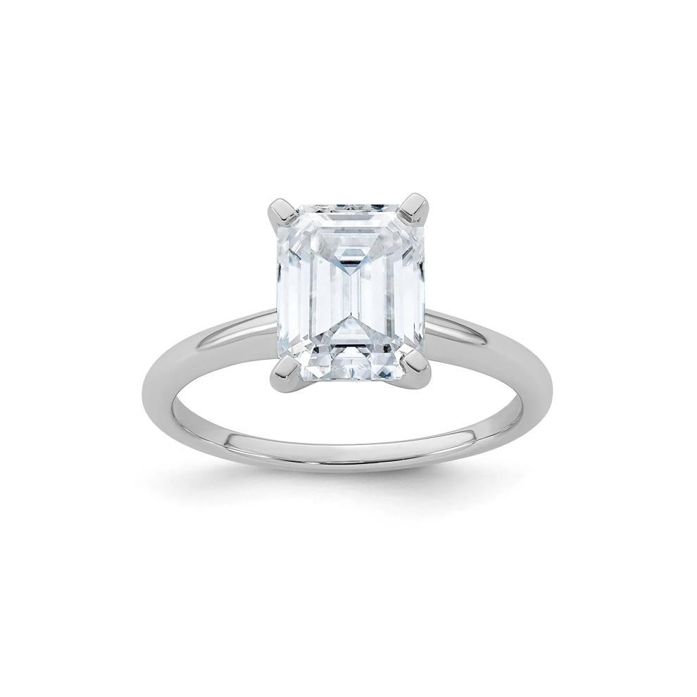Lab-Created Moissanite Emerald-Cut Solitaire Engagement Ring in 10K White Gold (2 1/2 ct. dew) – Image 1 of 3