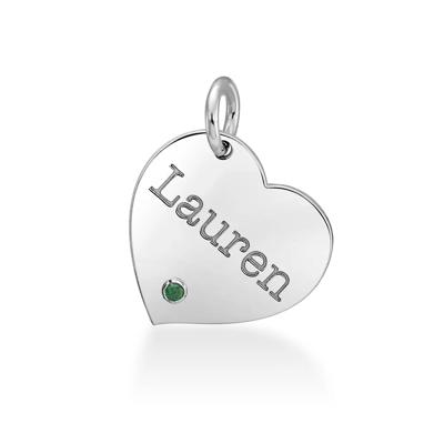 Engravable Heart Pendant with Custom Gemstone