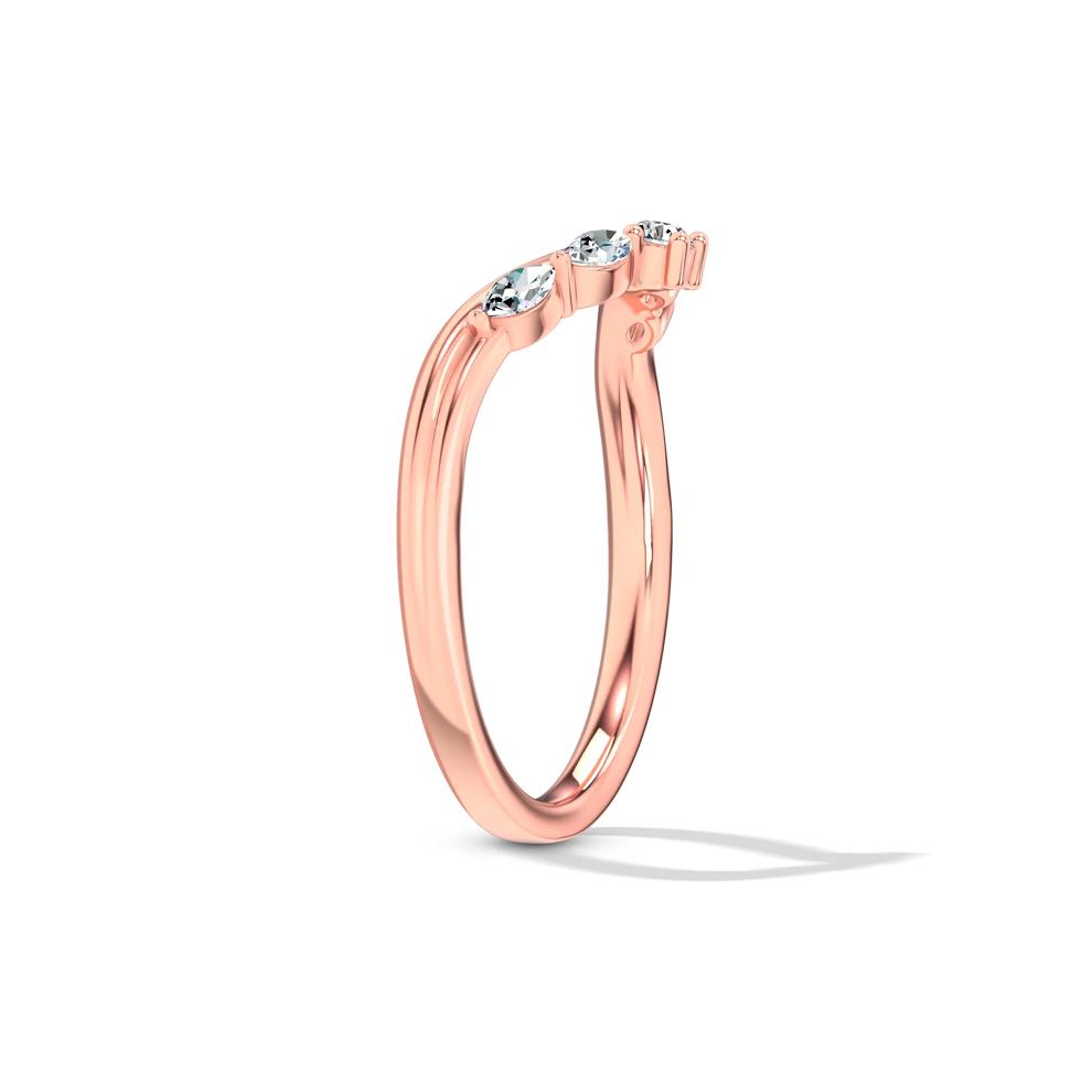 Lab Grown Diamond Marquise &amp; Round Bold Contour Band in 10K Rose Gold (1/7 ct. tw.) – Image 3 of 4