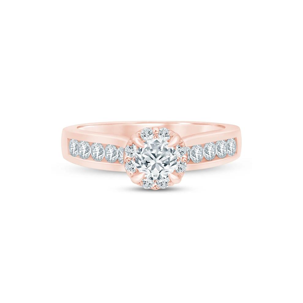 Round Diamond Engagement Ring with Channel-Set Diamond Band in 14K Rose Gold (7/8 ct. tw.) – Image 1 of 3