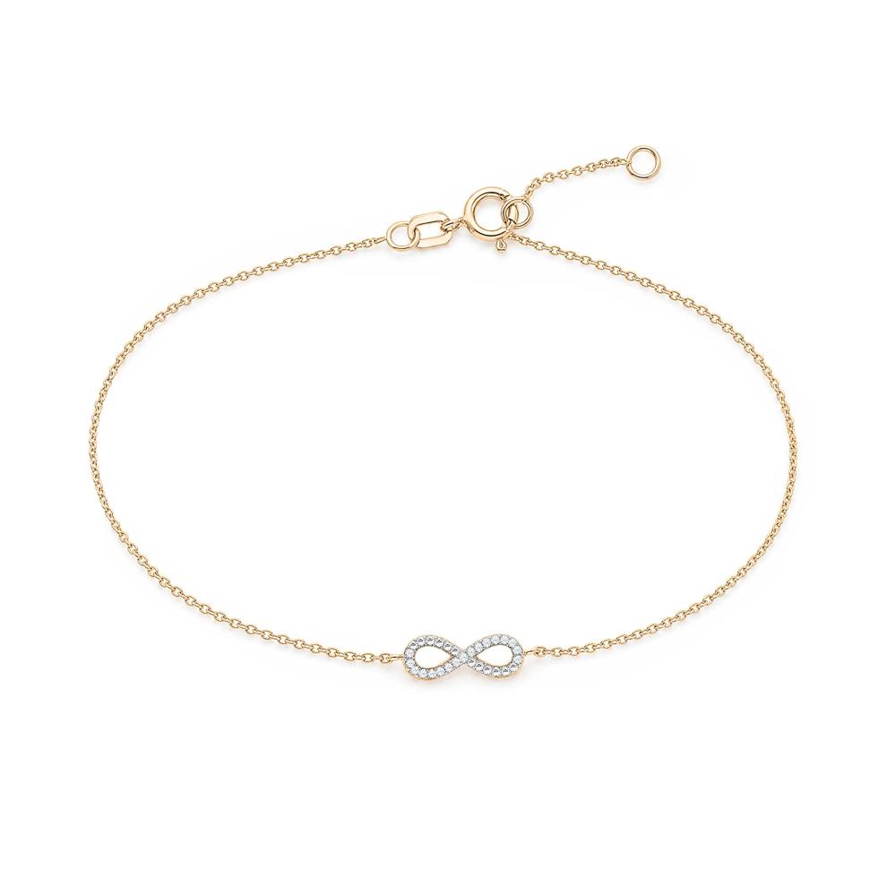 Diamond Accent Infinity Bracelet in 10K Yellow Gold, 7.25" – Image 2 of 2