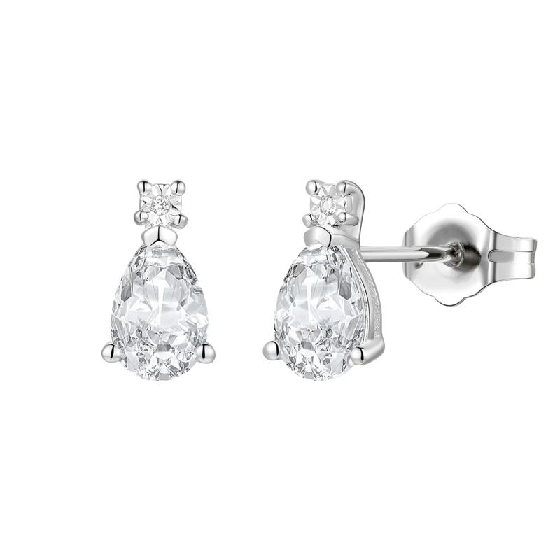 Lab-Created White Sapphire &amp; Diamond Accent Pendant &amp; Earrings Boxed Set in 10K White Gold – Image 3 of 5
