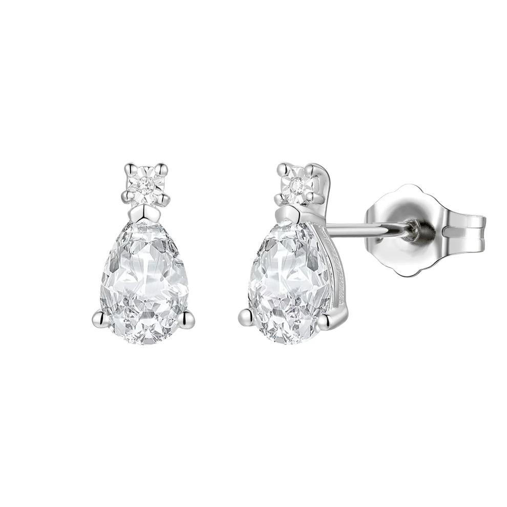 Lab-Created White Sapphire &amp; Diamond Accent Pendant &amp; Earrings Boxed Set in 10K White Gold – Image 3 of 5