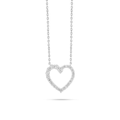Diamond Open Heart Pendant Necklace in Sterling Silver (1/4 ct. tw.)