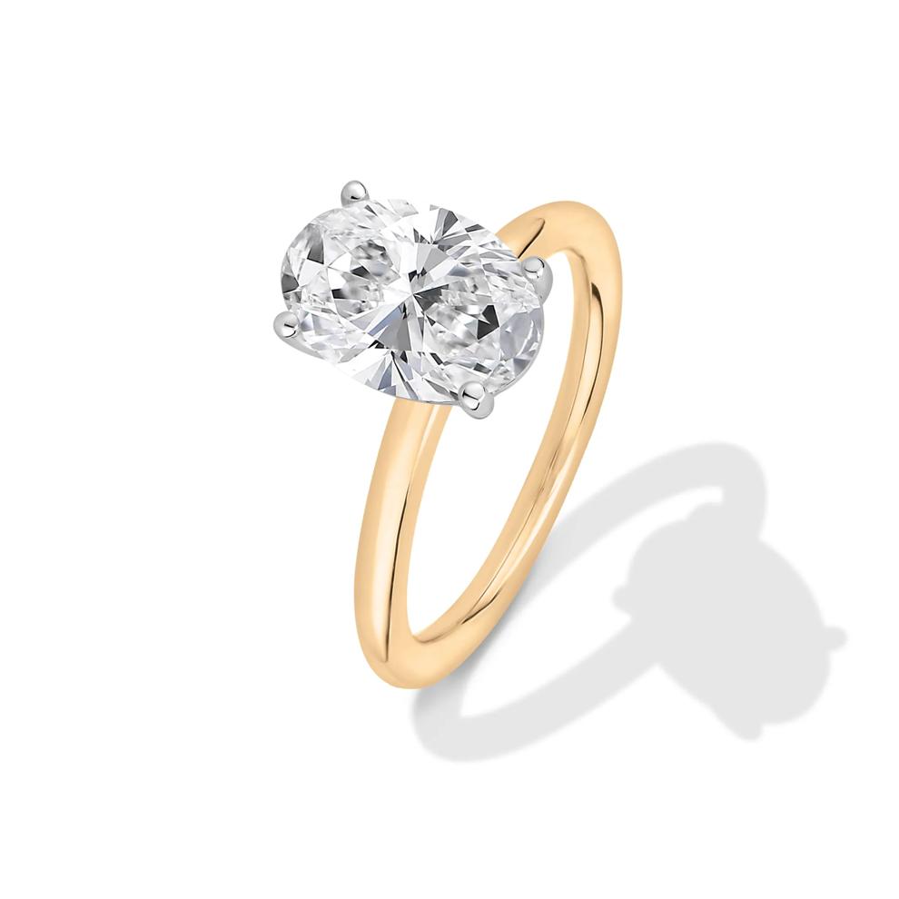 Lab Grown Diamond Oval Solitaire Engagement Ring in 14K Yellow &amp; White Gold (3 ct.) – Image 4 of 4