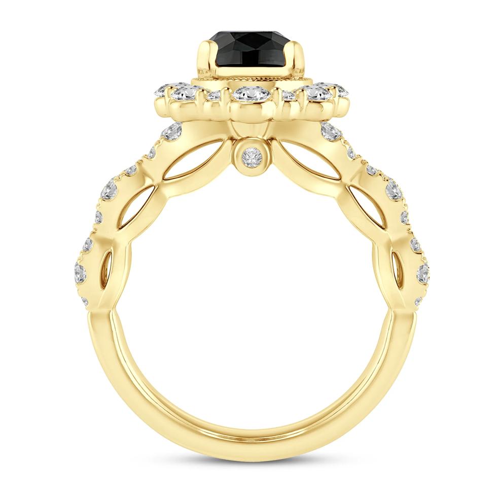 Black &amp; White Diamond Halo Engagement Ring in 14K Yellow Gold (1 3/4 ct. tw.) – Image 2 of 3