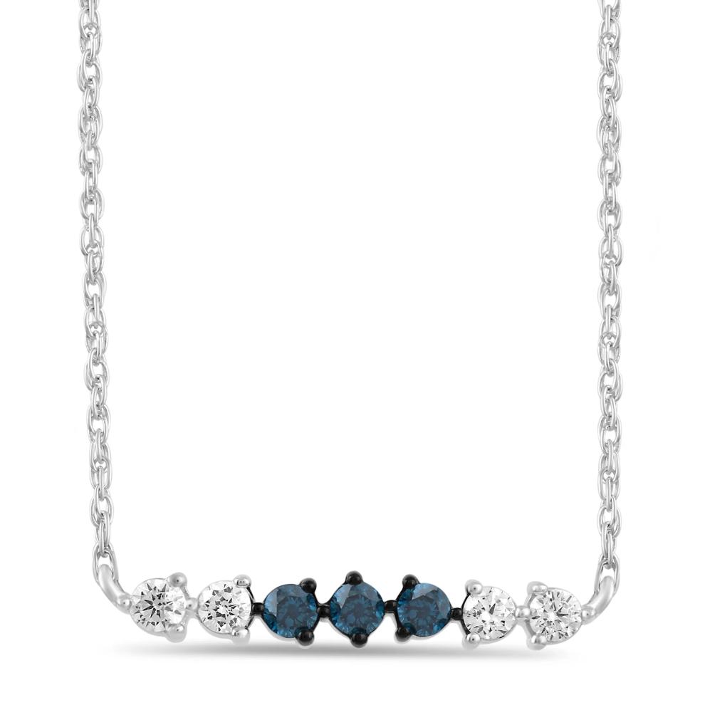 Blue and White Diamond Bar Necklace in Sterling Silver (1/4 ct. tw.) – Image 1 of 3