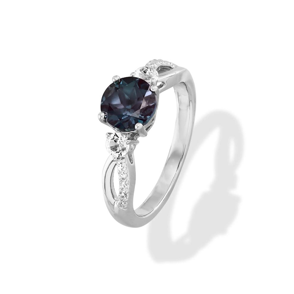 Lab Created Alexandrite &amp; White Sapphire Ring in Sterling Silver – Image 4 of 9