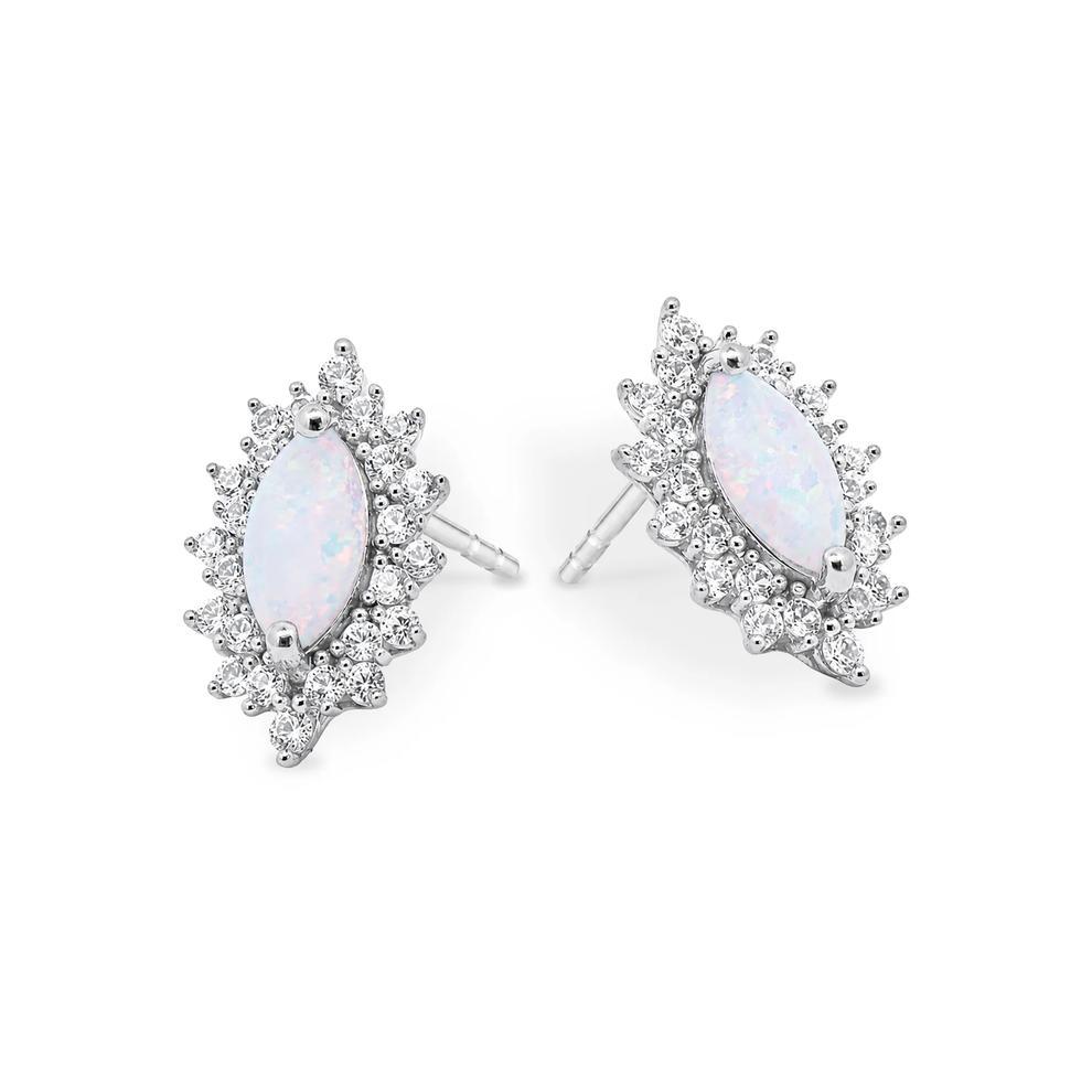 Lab-Created Opal &amp; White Sapphire Pendant, Earrings, &amp; Ring Boxed Set in Sterling Silver – Image 3 of 4