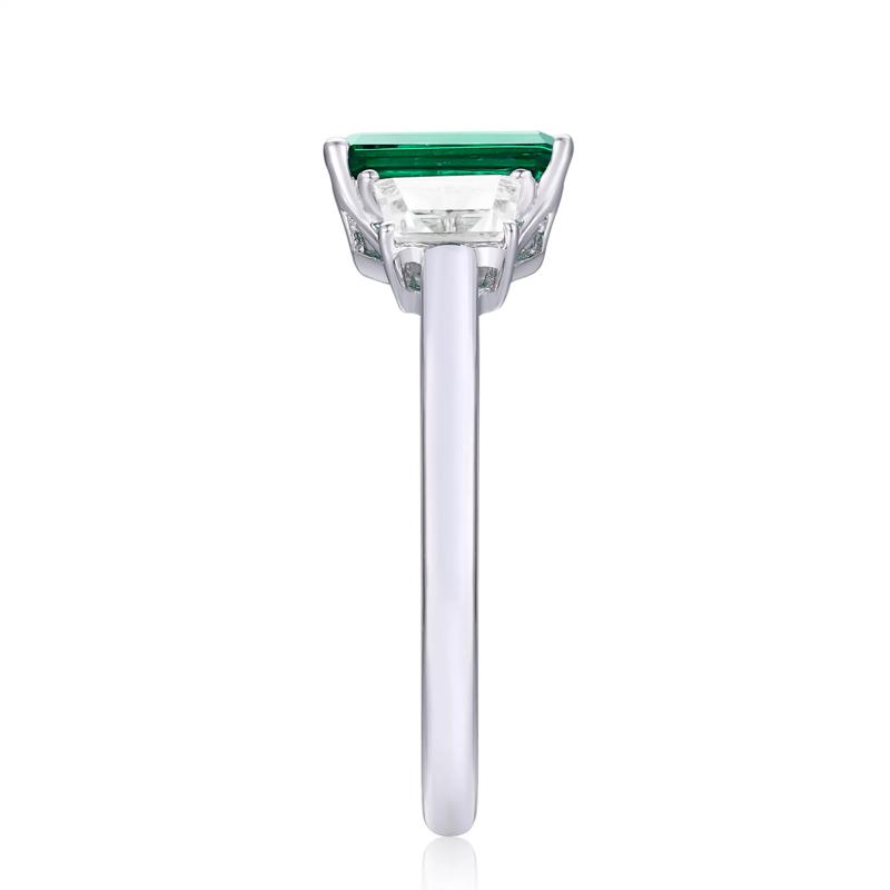 Lab-Created Emerald &amp; Lab-Created White Sapphire Ring in Sterling Silver  – Image 3 of 4