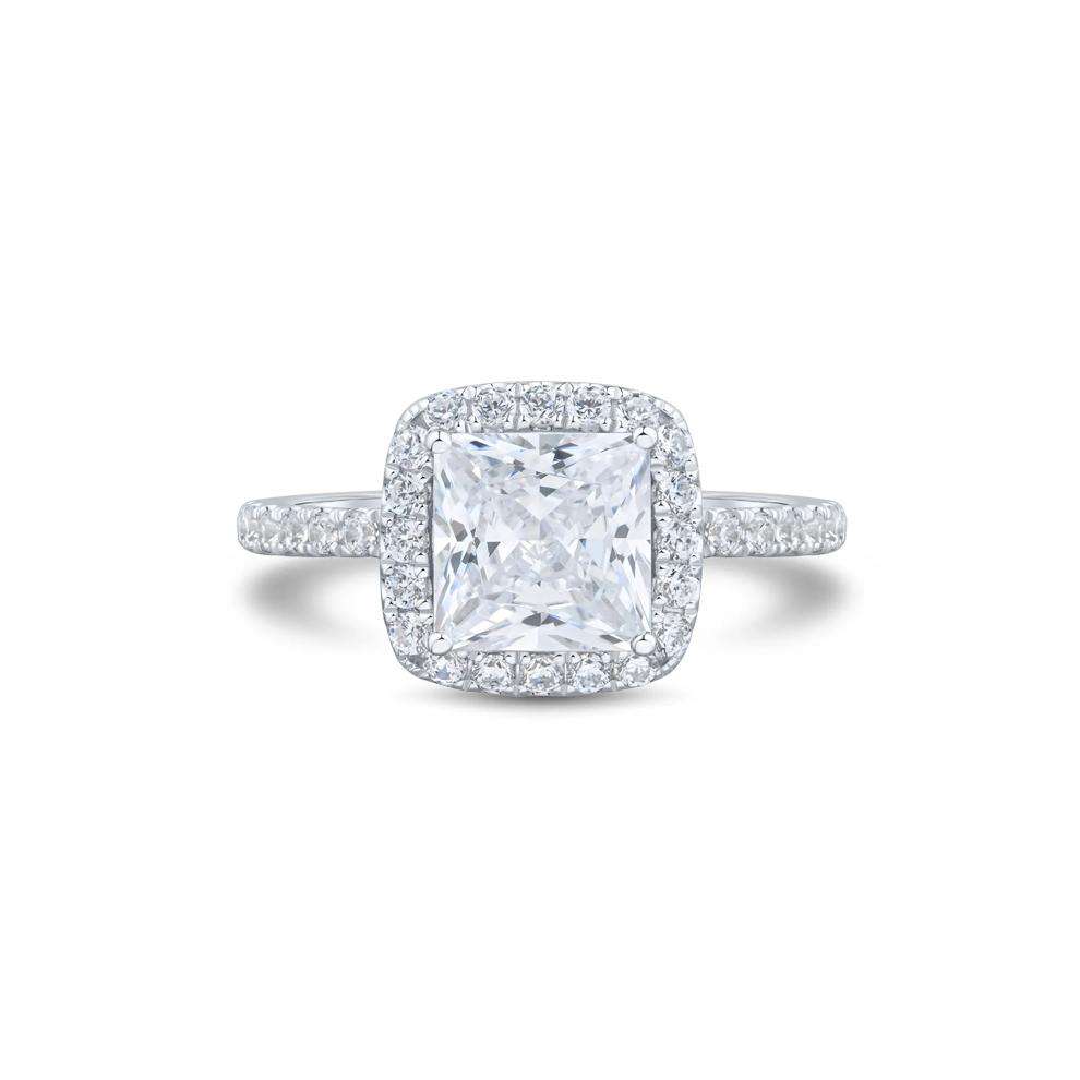 Lab Grown Diamond Princess-Cut Halo Engagement Ring in 14K White Gold (2 ct. tw.) – Image 1 of 3