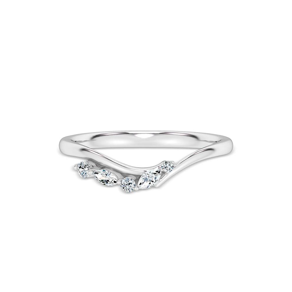 Lab Grown Diamond Offset Contour Band in 14K White Gold (1/10 ct. tw.) – Image 1 of 4
