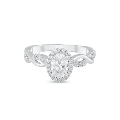 Diamond Oval Center Halo Engagement Ring in Platinum (1 ct. tw.)